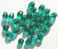 25 11x9mm Transparent Emerald Grooved Drop Beads